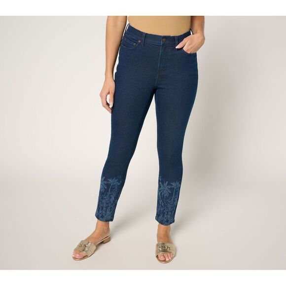 Wacoal Pants - Wacoal Women's Pants Sz 10 Denim & Co. Indigo Classic Laser Print Blue A695515
